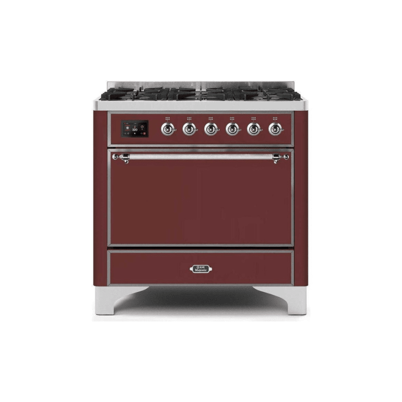ILVE 36 Inch Majestic II Series Dual Fuel Range Gas/Propane with 6 Sealed Burners - UM096DQNS3