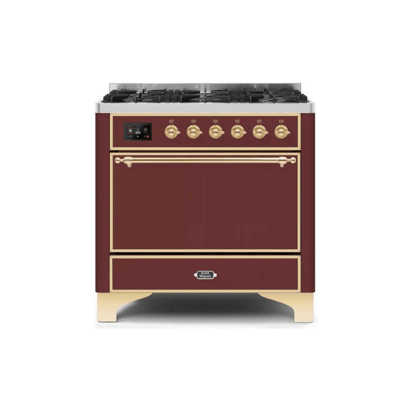 ILVE 36 Inch Majestic II Series Dual Fuel Range Gas/Propane with 6 Sealed Burners - UM096DQNS3