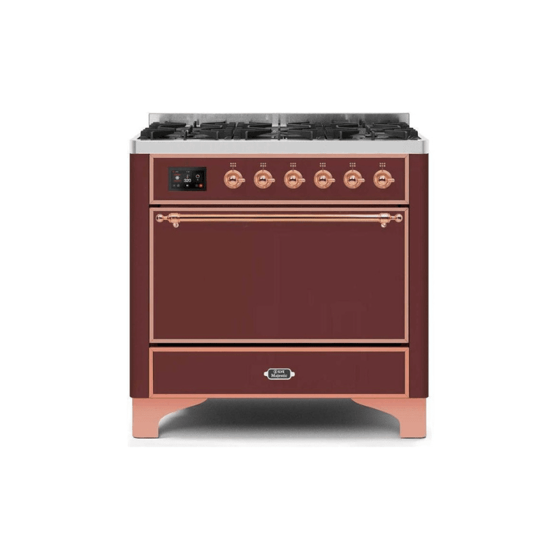 ILVE 36 Inch Majestic II Series Dual Fuel Range Gas/Propane with 6 Sealed Burners - UM096DQNS3