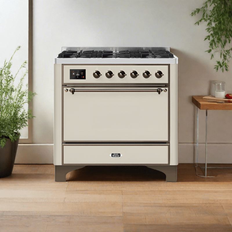 ILVE 36 Inch Majestic II Series Dual Fuel Range Gas/Propane with 6 Sealed Burners (UM096DQNS3)