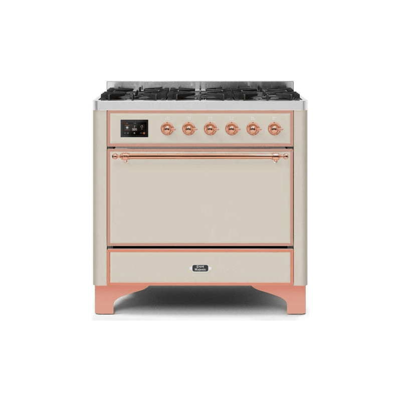 ILVE 36 Inch Majestic II Series Dual Fuel Range Gas/Propane with 6 Sealed Burners - UM096DQNS3