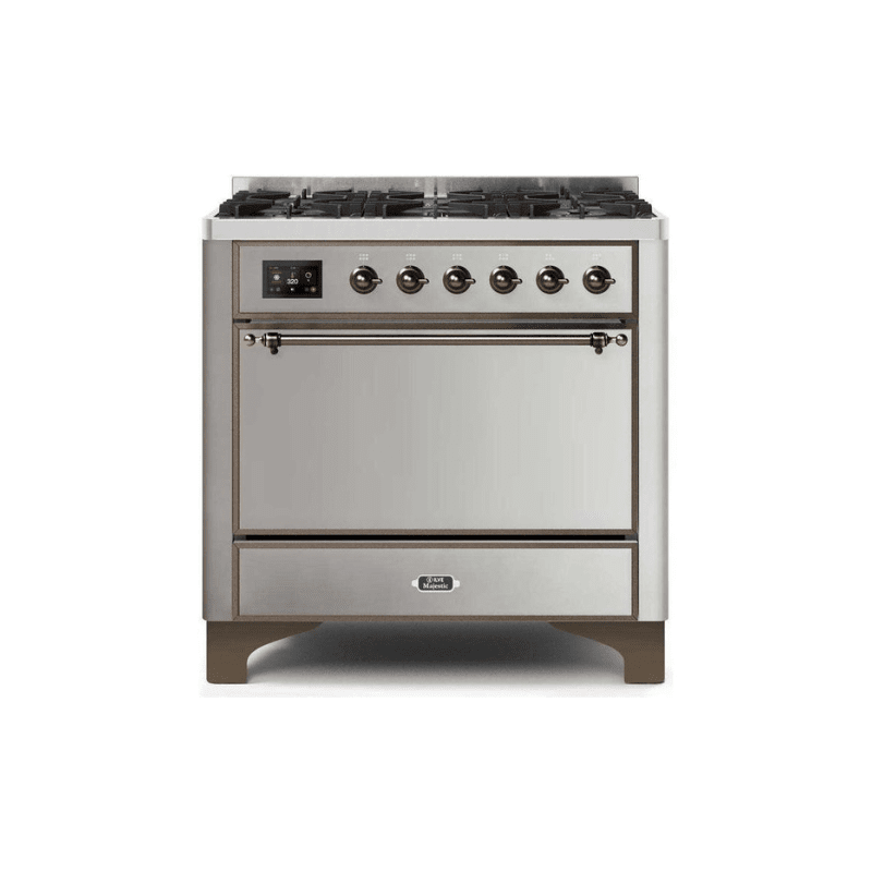 ILVE 36 Inch Majestic II Series Dual Fuel Range Gas/Propane with 6 Sealed Burners - UM096DQNS3