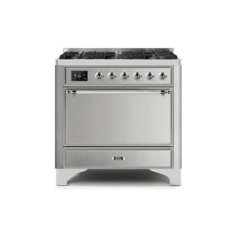 ILVE 36 Inch Majestic II Series Dual Fuel Range Gas/Propane with 6 Sealed Burners - UM096DQNS3