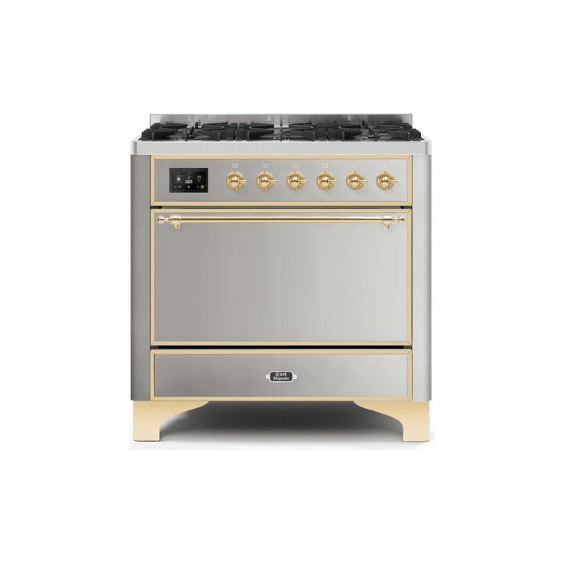 ILVE 36 Inch Majestic II Series Dual Fuel Range Gas/Propane with 6 Sealed Burners - UM096DQNS3