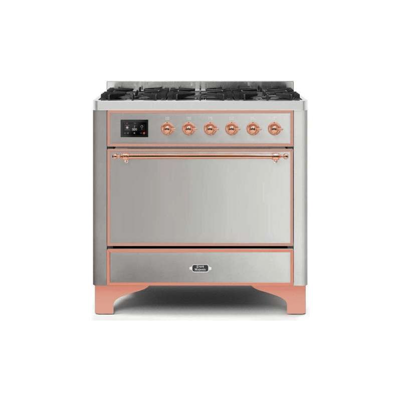 ILVE 36 Inch Majestic II Series Dual Fuel Range Gas/Propane with 6 Sealed Burners - UM096DQNS3