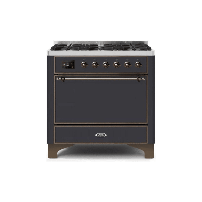 ILVE 36 Inch Majestic II Series Dual Fuel Range Gas/Propane with 6 Sealed Burners - UM096DQNS3