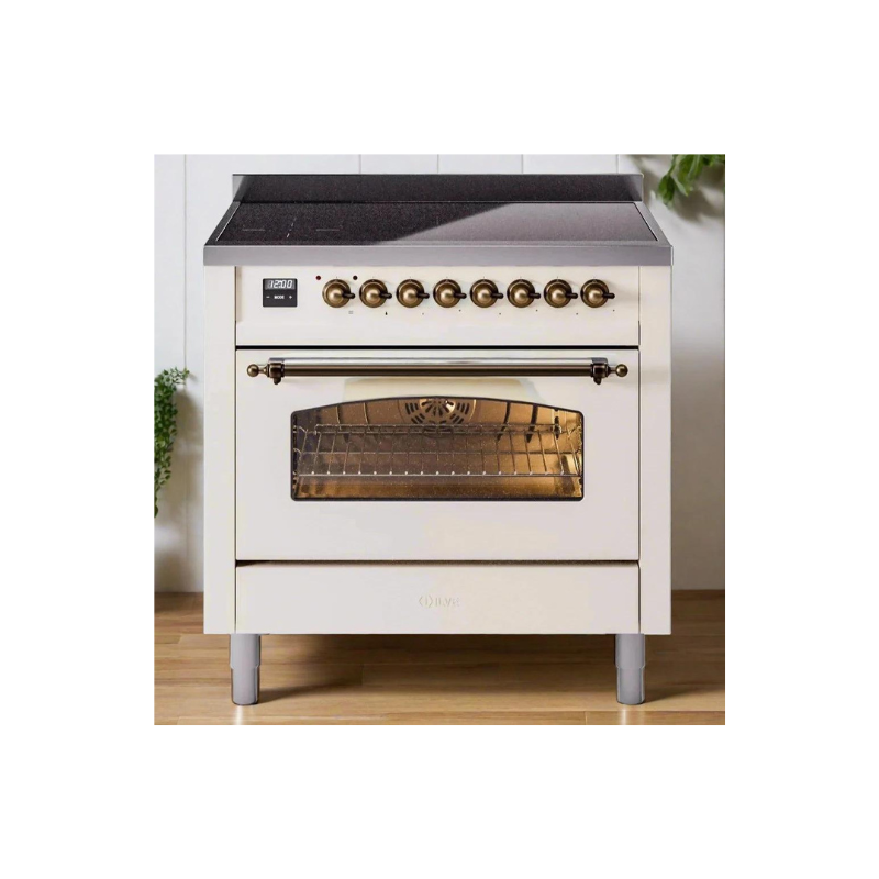 ILVE 36" Nostalgie II Series Freestanding Electric Double Oven Range with 5 Elements, Triple Glass Cool Door, Convection Oven, TFT Oven Control Display and Child Lock UPI366NMP