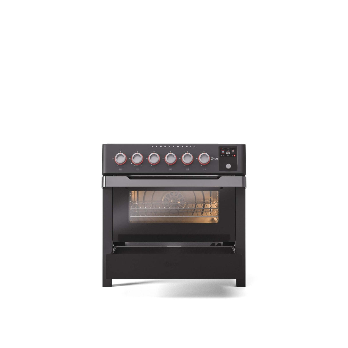 ILVE 36"Panoramagic Series Freestanding Electric Double Oven Range with 5 Elements, Triple Glass Cool Door, Convection Oven, TFT - UPMI09S3