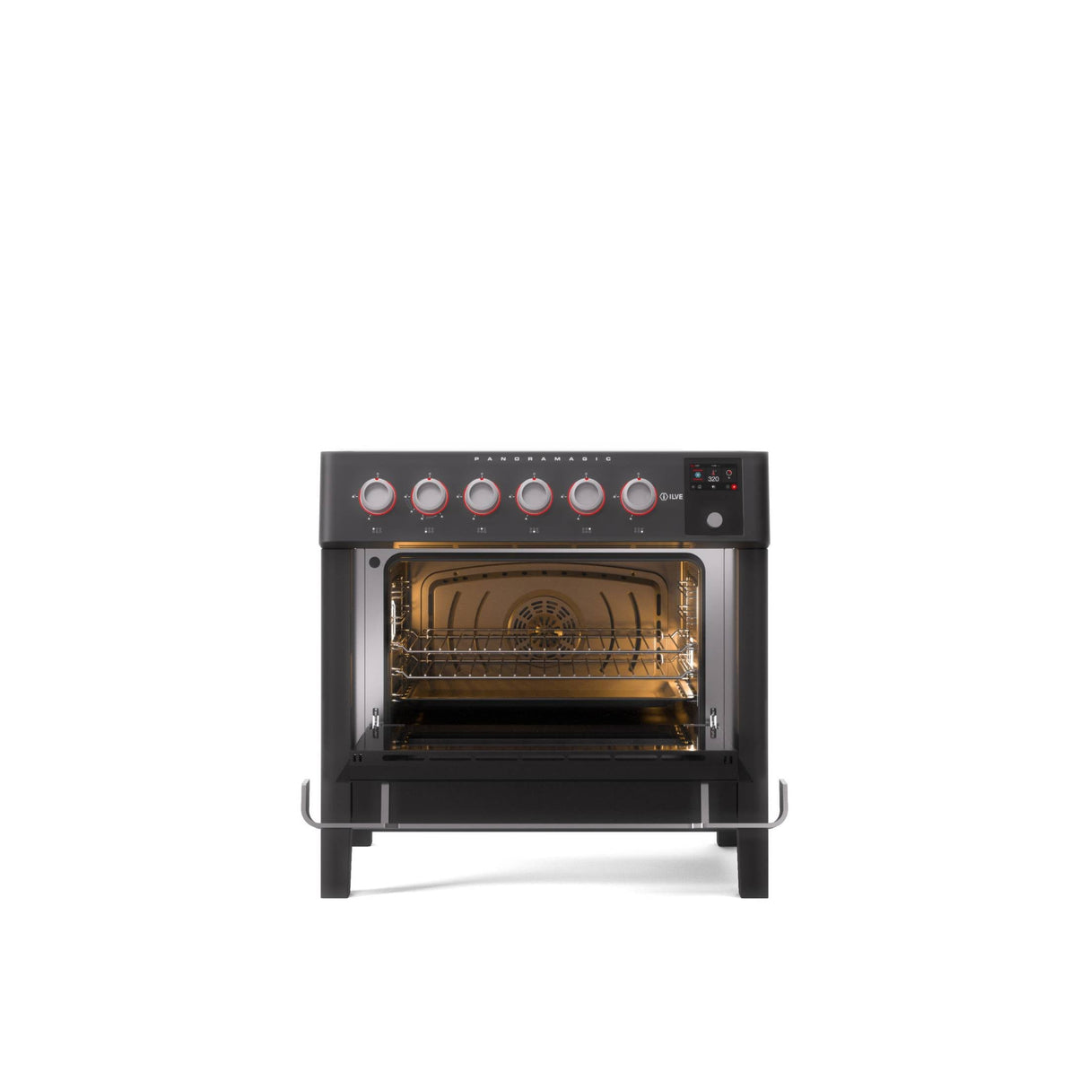 ILVE 36"Panoramagic Series Freestanding Electric Double Oven Range with 5 Elements, Triple Glass Cool Door, Convection Oven, TFT - UPMI09S3
