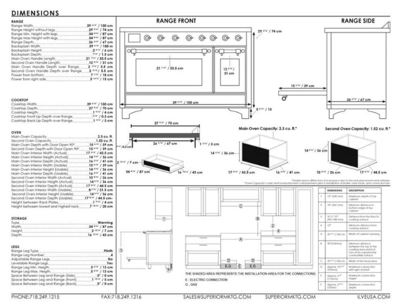 ILVE 40 Inch Majestic II Series Freestanding Electric Double Oven Range - UMDI10NS3