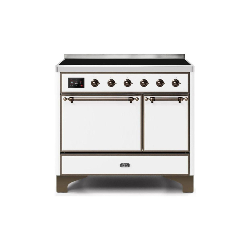 ILVE 40 Inch Majestic II Series Induction Range with 6 Elements Dual Ovens TFT Control Display Solid Oven Door - UMDI10QNS3