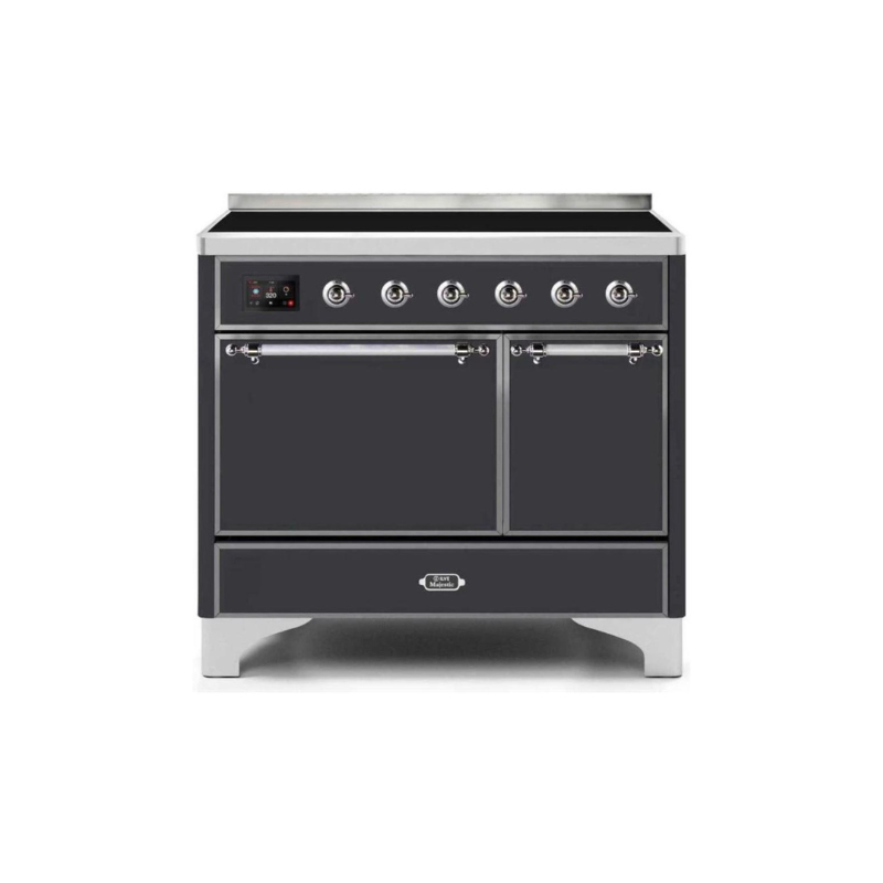 ILVE 40 Inch Majestic II Series Induction Range with 6 Elements Dual Ovens TFT Control Display Solid Oven Door - UMDI10QNS3