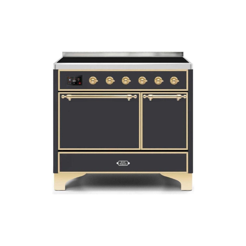 ILVE 40 Inch Majestic II Series Induction Range with 6 Elements Dual Ovens TFT Control Display Solid Oven Door - UMDI10QNS3
