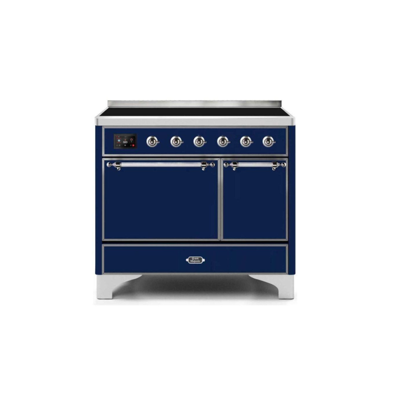 ILVE 40 Inch Majestic II Series Induction Range with 6 Elements Dual Ovens TFT Control Display Solid Oven Door - UMDI10QNS3