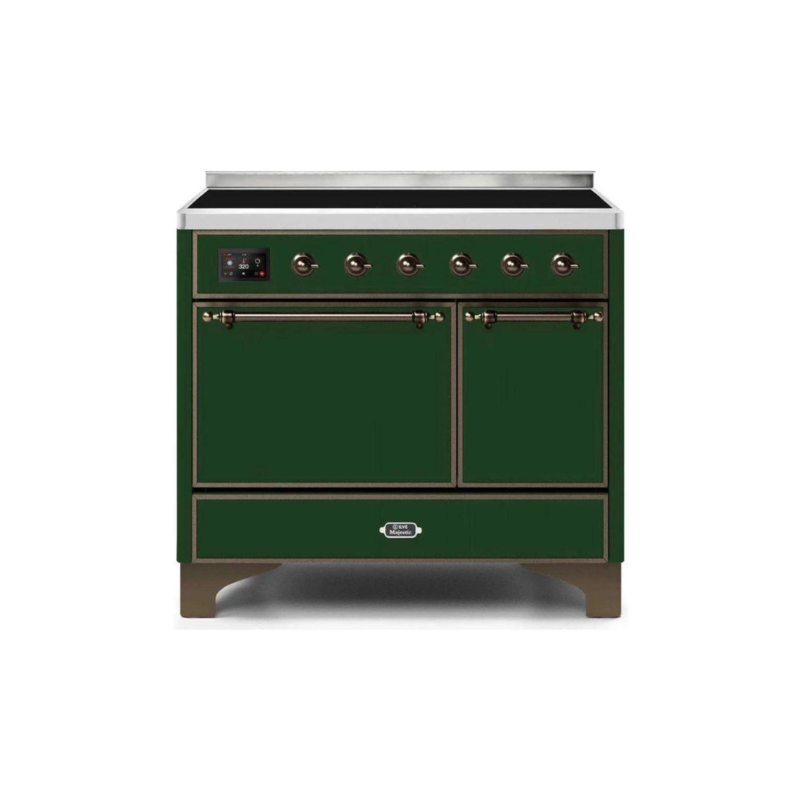 ILVE 40 Inch Majestic II Series Induction Range with 6 Elements Dual Ovens TFT Control Display Solid Oven Door - UMDI10QNS3