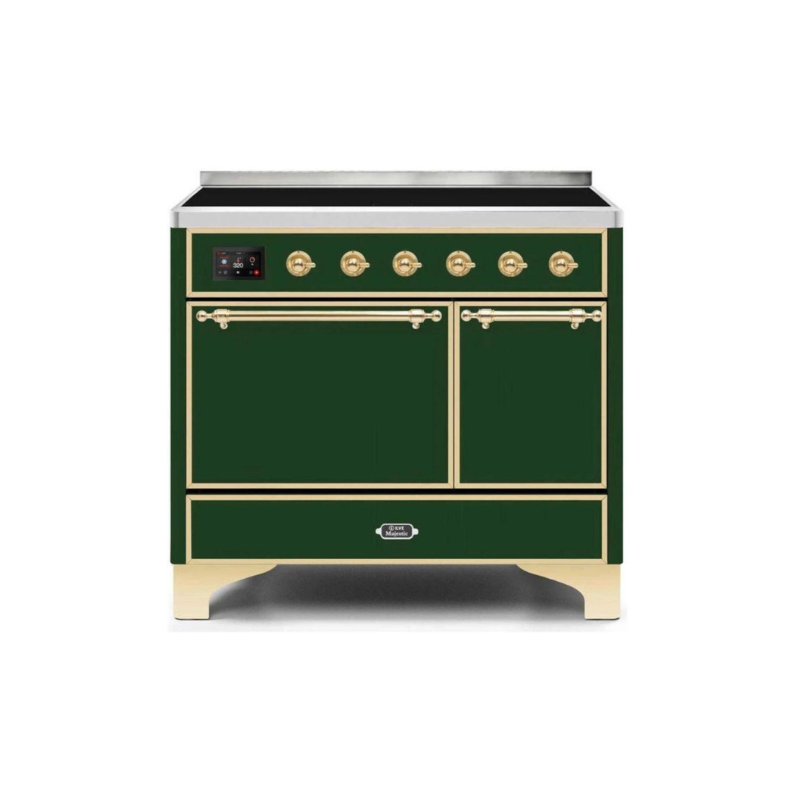 ILVE 40 Inch Majestic II Series Induction Range with 6 Elements Dual Ovens TFT Control Display Solid Oven Door - UMDI10QNS3