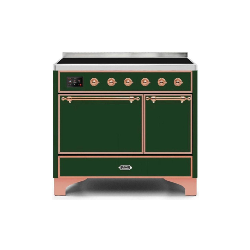 ILVE 40 Inch Majestic II Series Induction Range with 6 Elements Dual Ovens TFT Control Display Solid Oven Door - UMDI10QNS3
