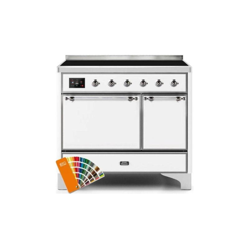 ILVE 40 Inch Majestic II Series Induction Range with 6 Elements Dual Ovens TFT Control Display Solid Oven Door - UMDI10QNS3