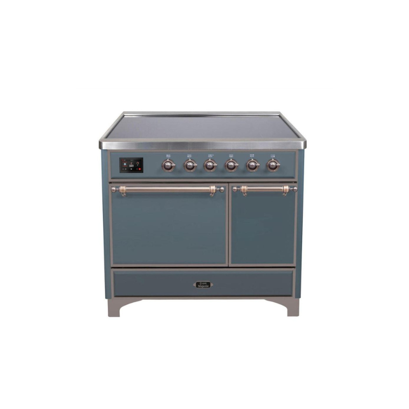 ILVE 40 Inch Majestic II Series Induction Range with 6 Elements Dual Ovens TFT Control Display Solid Oven Door - UMDI10QNS3