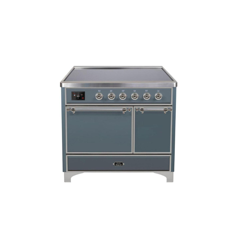 ILVE 40 Inch Majestic II Series Induction Range with 6 Elements Dual Ovens TFT Control Display Solid Oven Door - UMDI10QNS3