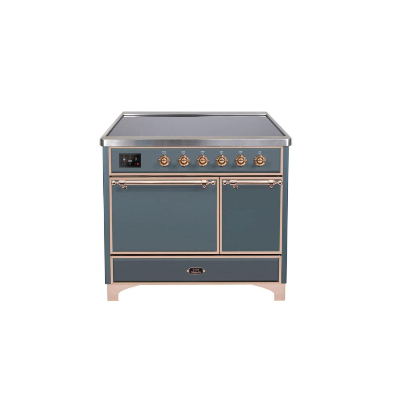ILVE 40 Inch Majestic II Series Induction Range with 6 Elements Dual Ovens TFT Control Display Solid Oven Door - UMDI10QNS3