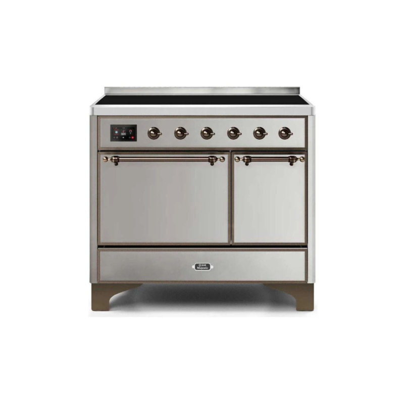 ILVE 40 Inch Majestic II Series Induction Range with 6 Elements Dual Ovens TFT Control Display Solid Oven Door - UMDI10QNS3