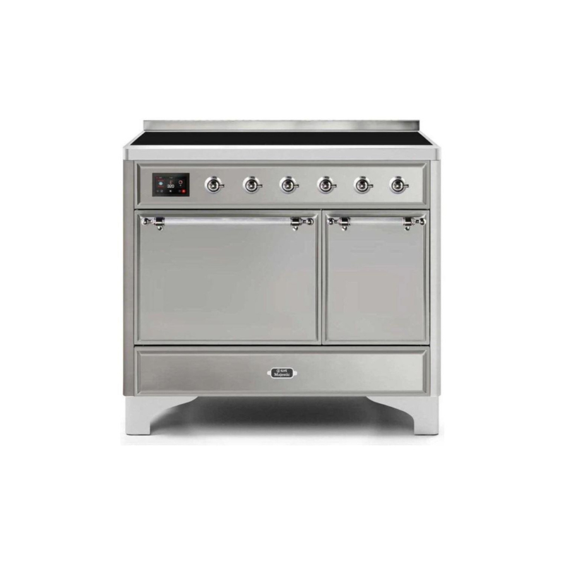 ILVE 40 Inch Majestic II Series Induction Range with 6 Elements Dual Ovens TFT Control Display Solid Oven Door - UMDI10QNS3
