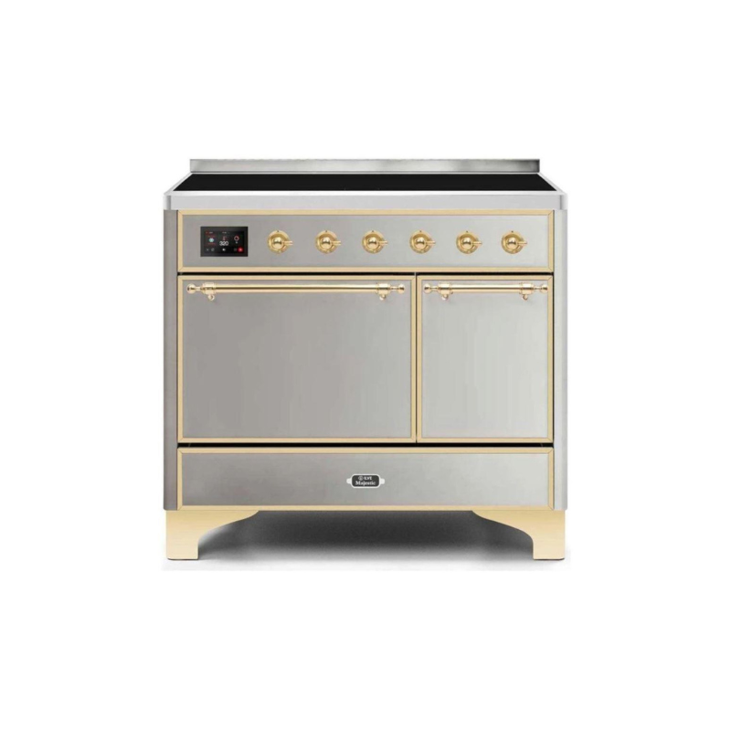 ILVE 40 Inch Majestic II Series Induction Range with 6 Elements Dual Ovens TFT Control Display Solid Oven Door - UMDI10QNS3