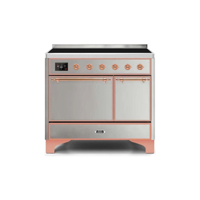 ILVE 40 Inch Majestic II Series Induction Range with 6 Elements Dual Ovens TFT Control Display Solid Oven Door - UMDI10QNS3