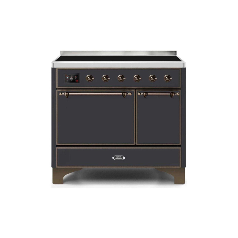ILVE 40 Inch Majestic II Series Induction Range with 6 Elements Dual Ovens TFT Control Display Solid Oven Door - UMDI10QNS3