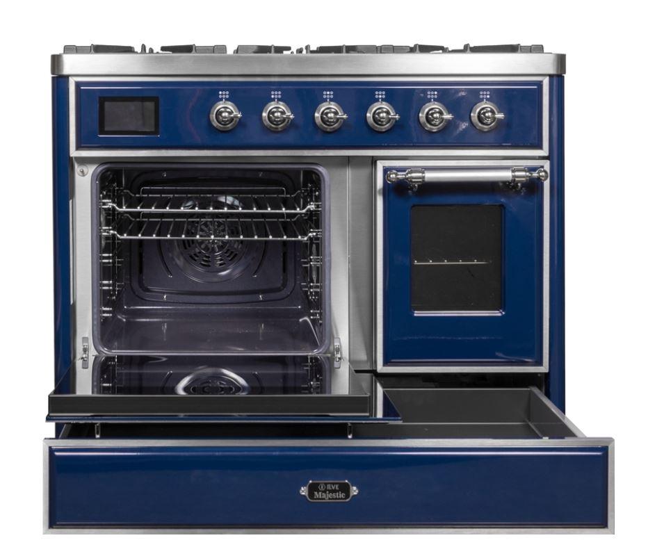 ILVE 40 Inch Majestic II Series Natural Gas/ Propane Gas Burner and Electric Oven with 6 Sealed Burners - UMD10FDNS3