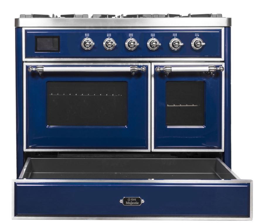 ILVE 40 Inch Majestic II Series Natural Gas/ Propane Gas Burner and Electric Oven with 6 Sealed Burners - UMD10FDNS3