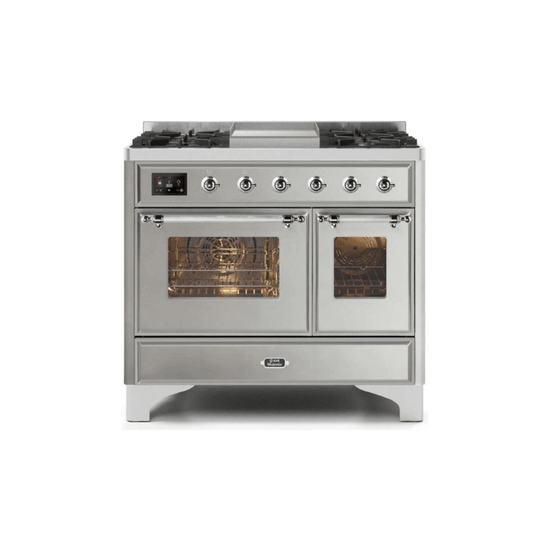 ILVE 40 Inch Majestic II Series Natural Gas/ Propane Gas Burner and Electric Oven with 6 Sealed Burners - UMD10FDNS3