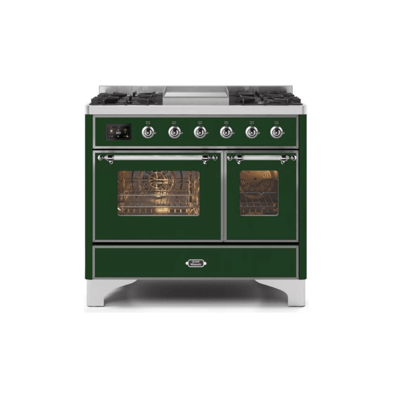 ILVE 40 Inch Majestic II Series Natural Gas/ Propane Gas Burner and Electric Oven with 6 Sealed Burners - UMD10FDNS3