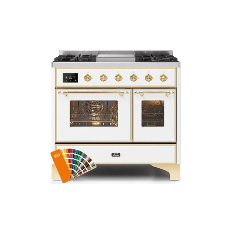 ILVE 40 Inch Majestic II Series Natural Gas/ Propane Gas Burner and Electric Oven with 6 Sealed Burners - UMD10FDNS3