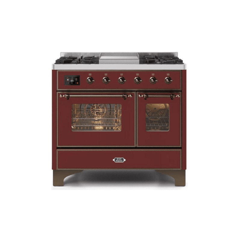 ILVE 40 Inch Majestic II Series Natural Gas/ Propane Gas Burner and Electric Oven with 6 Sealed Burners - UMD10FDNS3