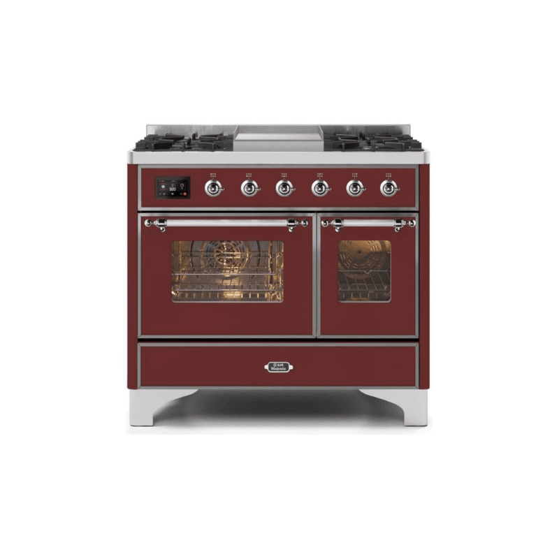 ILVE 40 Inch Majestic II Series Natural Gas/ Propane Gas Burner and Electric Oven with 6 Sealed Burners - UMD10FDNS3