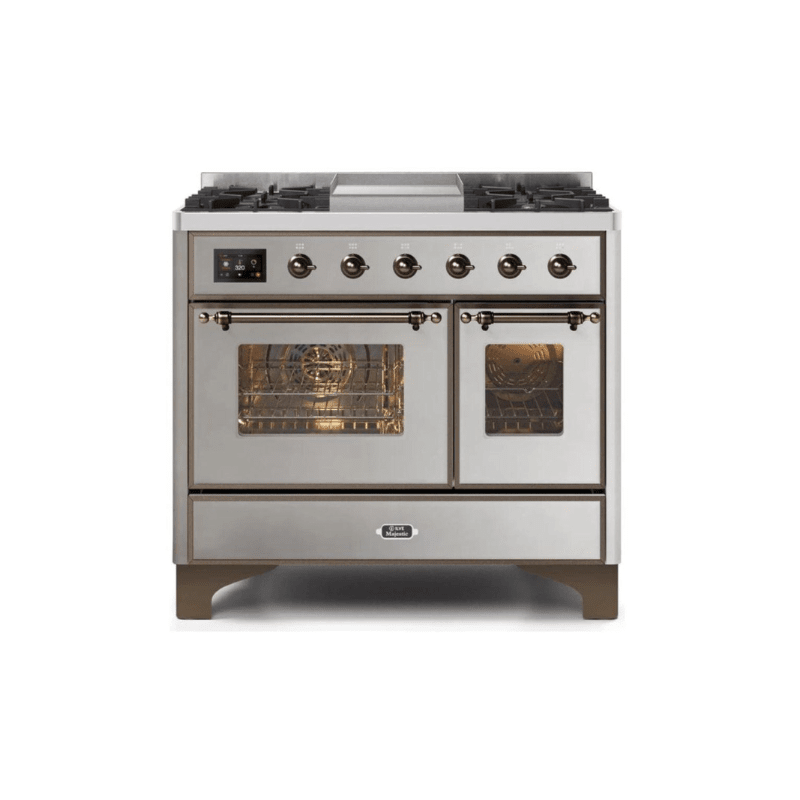 ILVE 40 Inch Majestic II Series Natural Gas/ Propane Gas Burner and Electric Oven with 6 Sealed Burners - UMD10FDNS3