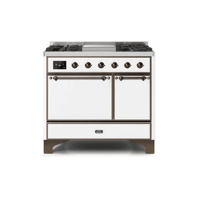 ILVE 40 Inch Majestic II Series Natural/ Propane Gas Burner and Electric Oven Range with 6 Sealed Burners - UMD10FDQNS3