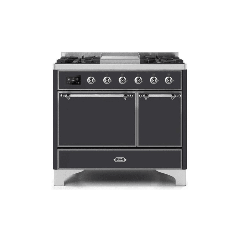ILVE 40 Inch Majestic II Series Natural/ Propane Gas Burner and Electric Oven Range with 6 Sealed Burners - UMD10FDQNS3
