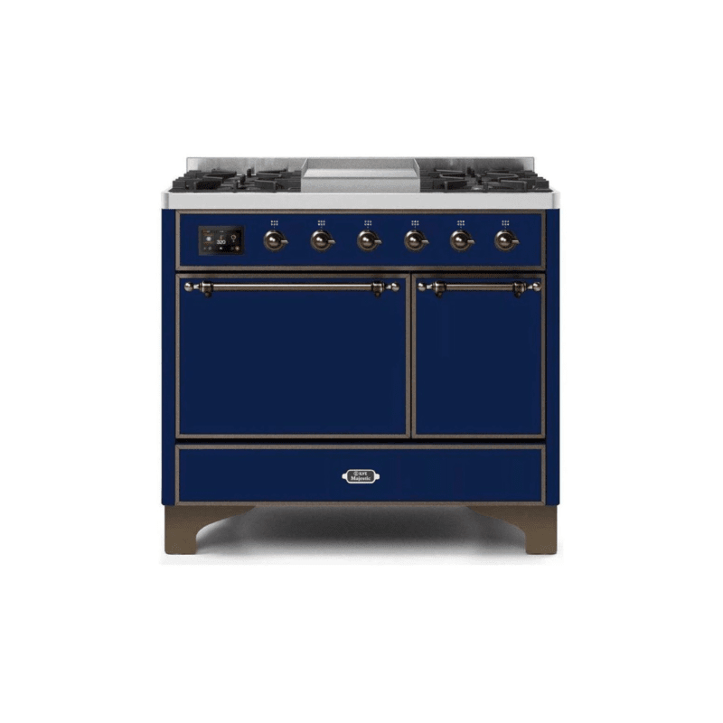 ILVE 40 Inch Majestic II Series Natural/ Propane Gas Burner and Electric Oven Range with 6 Sealed Burners - UMD10FDQNS3