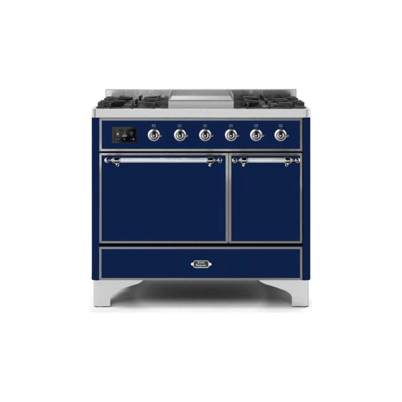 ILVE 40 Inch Majestic II Series Natural/ Propane Gas Burner and Electric Oven Range with 6 Sealed Burners - UMD10FDQNS3
