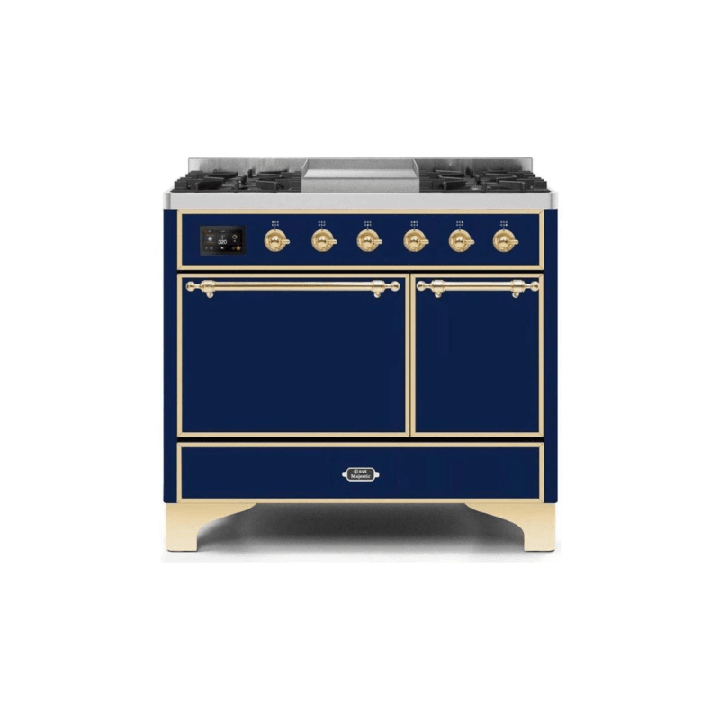 ILVE 40 Inch Majestic II Series Natural/ Propane Gas Burner and Electric Oven Range with 6 Sealed Burners - UMD10FDQNS3