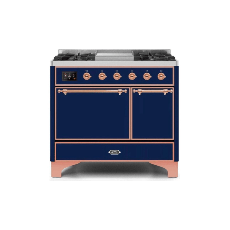 ILVE 40 Inch Majestic II Series Natural/ Propane Gas Burner and Electric Oven Range with 6 Sealed Burners - UMD10FDQNS3