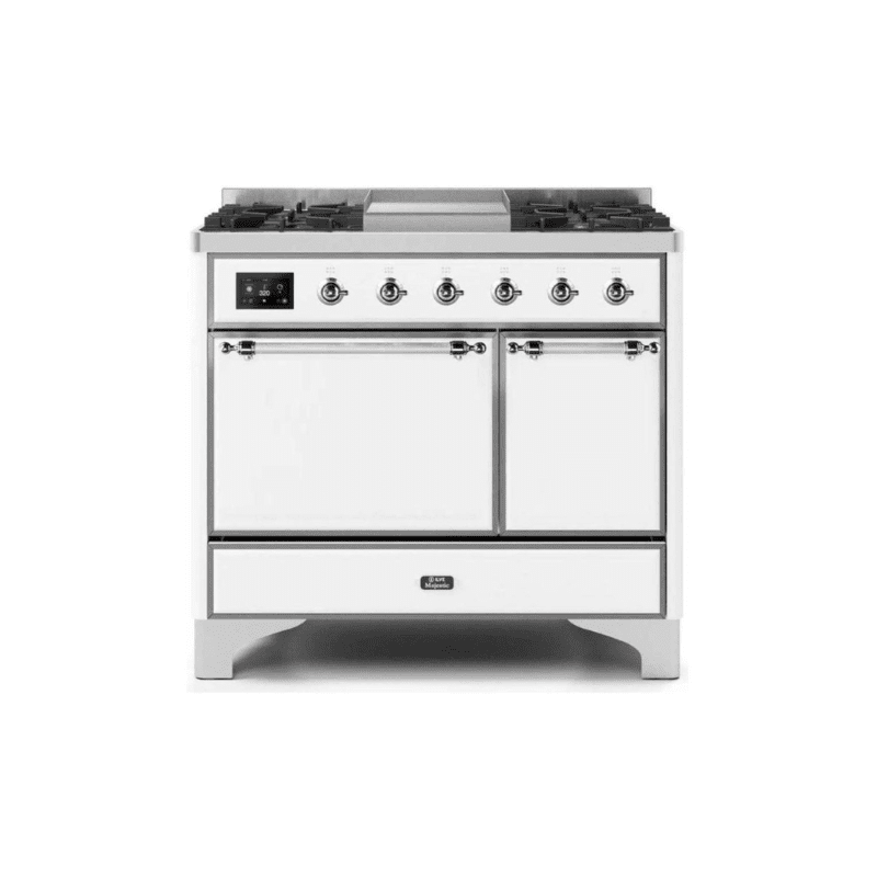 ILVE 40 Inch Majestic II Series Natural/ Propane Gas Burner and Electric Oven Range with 6 Sealed Burners - UMD10FDQNS3