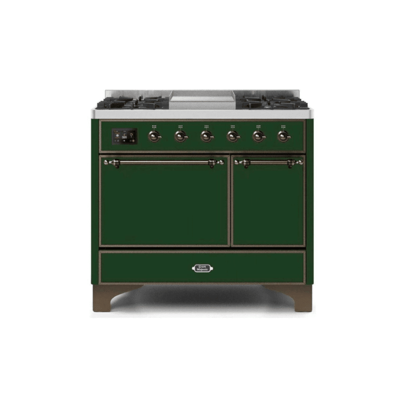 ILVE 40 Inch Majestic II Series Natural/ Propane Gas Burner and Electric Oven Range with 6 Sealed Burners - UMD10FDQNS3
