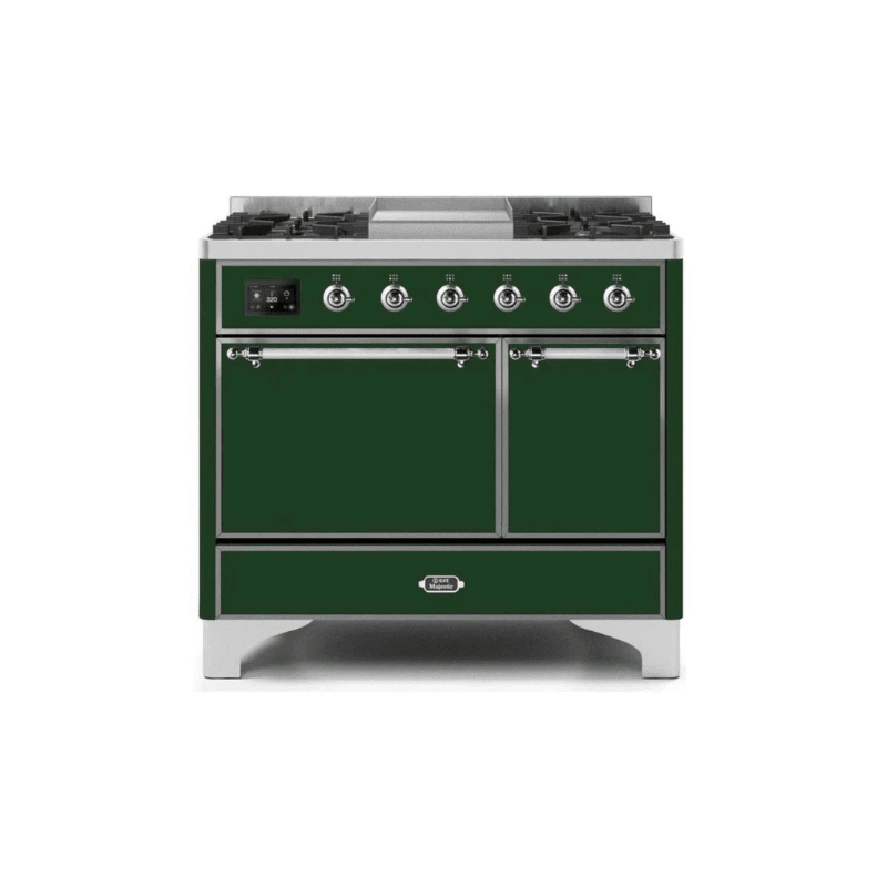 ILVE 40 Inch Majestic II Series Natural/ Propane Gas Burner and Electric Oven Range with 6 Sealed Burners - UMD10FDQNS3