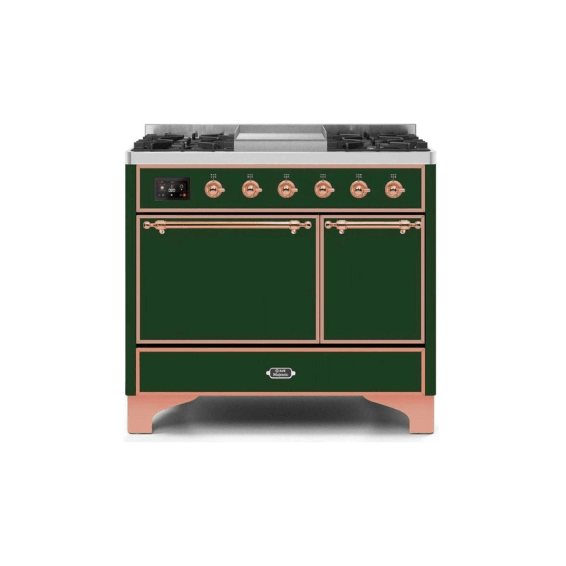 ILVE 40 Inch Majestic II Series Natural/ Propane Gas Burner and Electric Oven Range with 6 Sealed Burners - UMD10FDQNS3