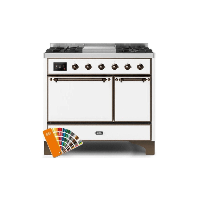 ILVE 40 Inch Majestic II Series Natural/ Propane Gas Burner and Electric Oven Range with 6 Sealed Burners - UMD10FDQNS3