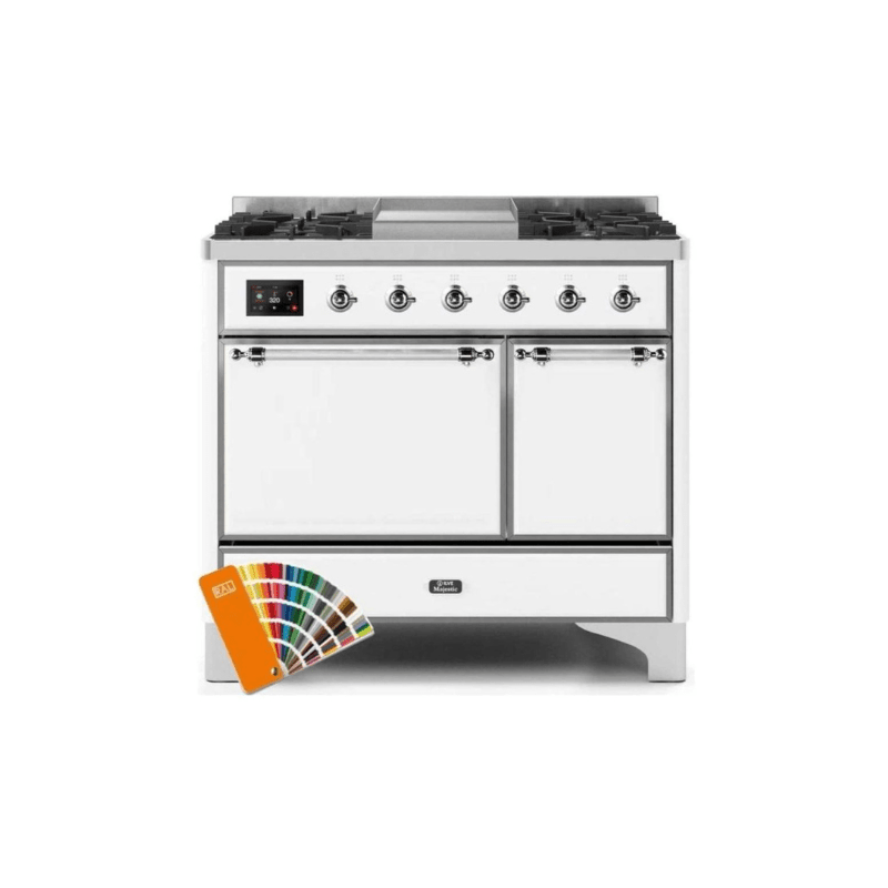 ILVE 40 Inch Majestic II Series Natural/ Propane Gas Burner and Electric Oven Range with 6 Sealed Burners - UMD10FDQNS3